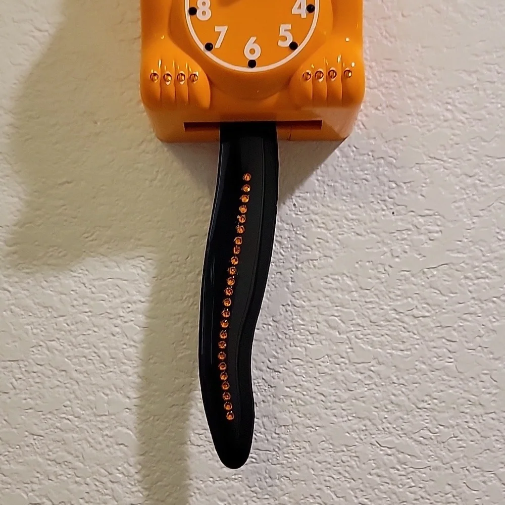 Jeweled Festival Orange Delight Kit Kat Cat Klock Clock